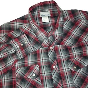 Wrangler Wrancher Mens 2XL Western Plaid Shirt Pearl Snaps Cowboy Long Sleeve